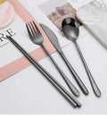 304 Korean Utensils Gold Flatware Colorful Dinner Spoon Stainless Steel Flatware Set