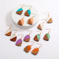 2023 New Women's Gold-Plated Acrylic Epoxy Flower Resin Wood Jewelry Earrings Trendy New Foil Design for Wedding or Gift