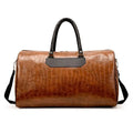Best Men's PU Leather Duffel Bag Vintage Travel Weekender Zipper Closure Distressed Style Letter for Sports Overnight Use