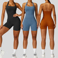 Women's Sports Bodysuit Brushed Halter Beauty Back Yoga Jumpsuit for Fitness Exercise Women's Mono Deportivo