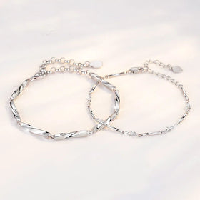 High Quality Custom Designer Fashion Moon Star S925 Sterling Silver Women Men Couple Bracelet Jewelry