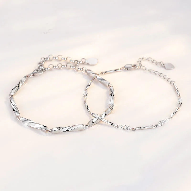 High Quality Custom Designer Fashion Moon Star S925 Sterling Silver Women Men Couple Bracelet Jewelry