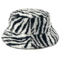 Autumn Winter Unisex Adult Designer Bucket Cap Furry Zebra Plush Logo Fleece Customised for Travel Ski Fishing Parties Daily Use