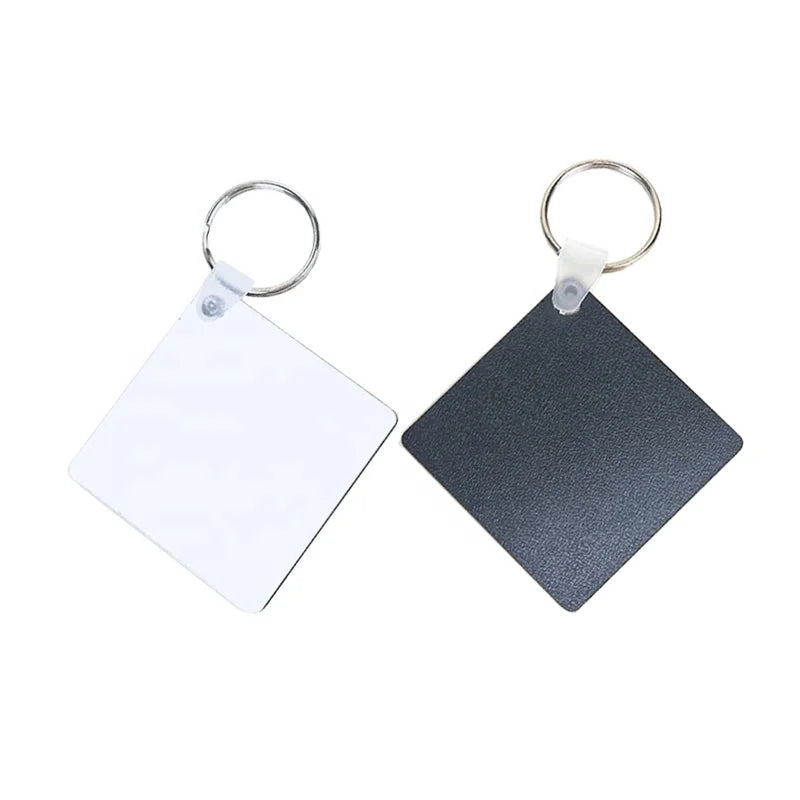 Heat Transfer Square Key Ring Customized Logo Square Keyrings Sublimation Wooden Square Keychain With Black Backside