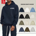 Men's 350G Knitted Fleece-Lined Hooded Pullover Winter Coat Trendy Print Pattern Solid Color XL Size for Cross-Border Sales
