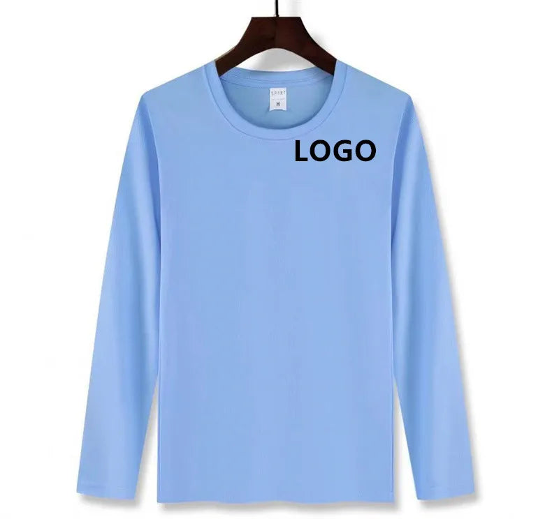OEM/ODM Summer Spring Solid Polyester Custom Print logo Regular Crewneck Full Sleeve Base T-shirt for Men