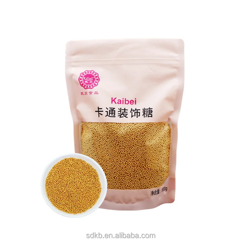 2mm Solid Golden Sugar Beads Baked Pearl Sugar for Birthday Cake Sprinkles
