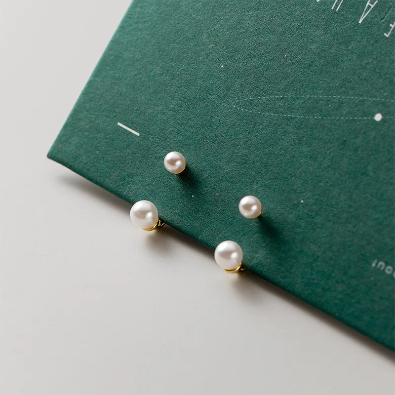 Wholesale Elegant 925 Sterling Silver Synthetic Pearl Stud Earrings Ladies Party Jewelry Gold Simple Double Wear Design Weddings