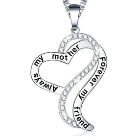 CAOSHI Mom Necklace Thanks Giving for Mother's Day Heart Gift Fancy Silver Plated Chain Fashion Versatile Women Jewelry Necklace