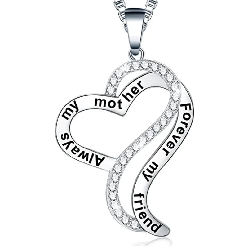 CAOSHI Mom Necklace Thanks Giving for Mother's Day Heart Gift Fancy Silver Plated Chain Fashion Versatile Women Jewelry Necklace
