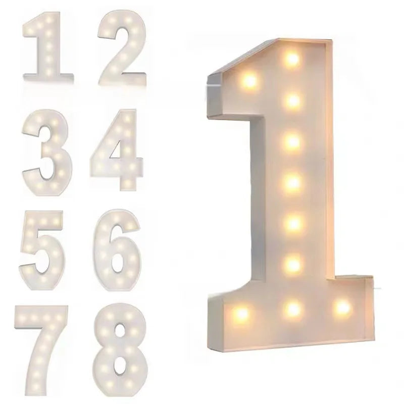 Large Mosaic Led Number Frame Lights Party Background Decoration Birthday Number Standing KT Board Customized