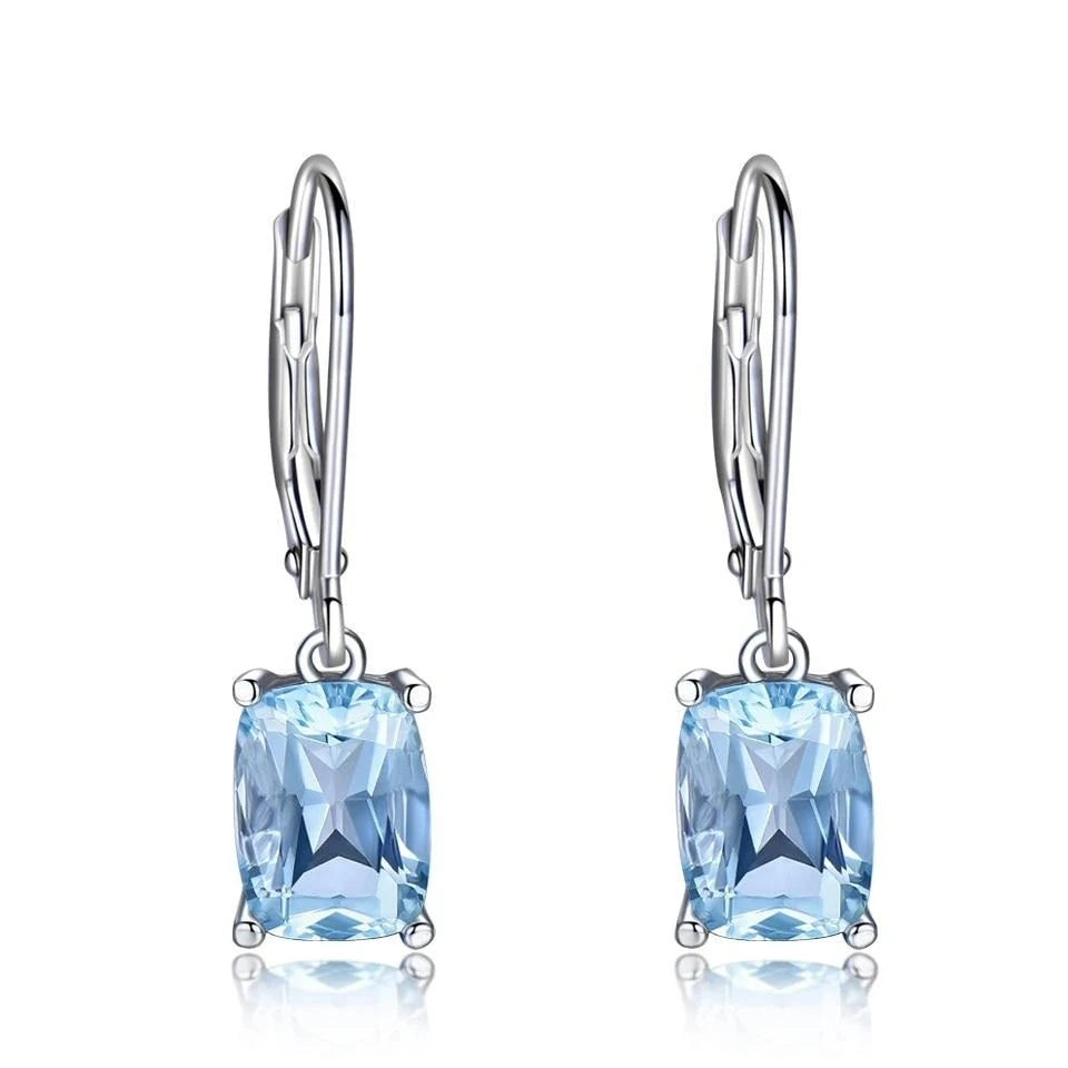 Huitan Bling Bling Beautiful Radiant Cut Light Blue Zircon Romantic Drop Earrings Girls Lady Trendy Earrings Women