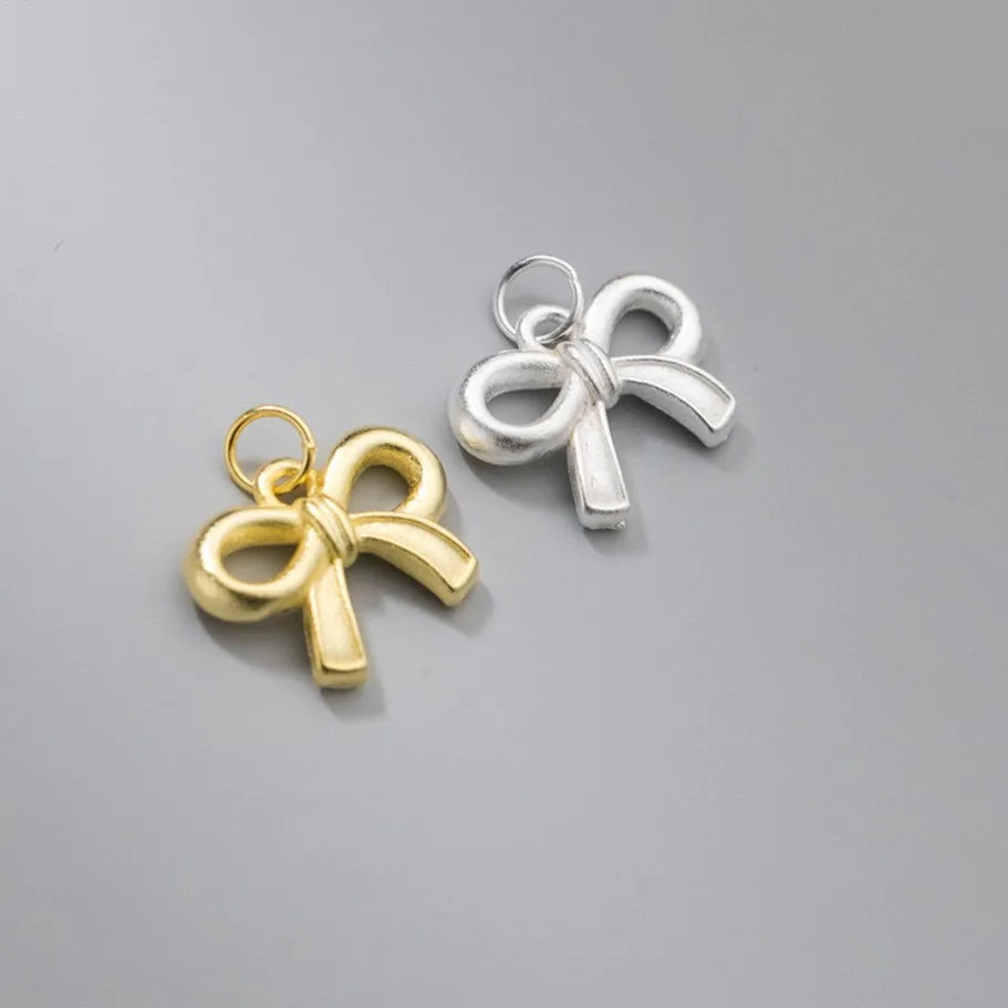 Cute S925 Bow Charms for DIY Jewelry Sterling Silver Necklace Making