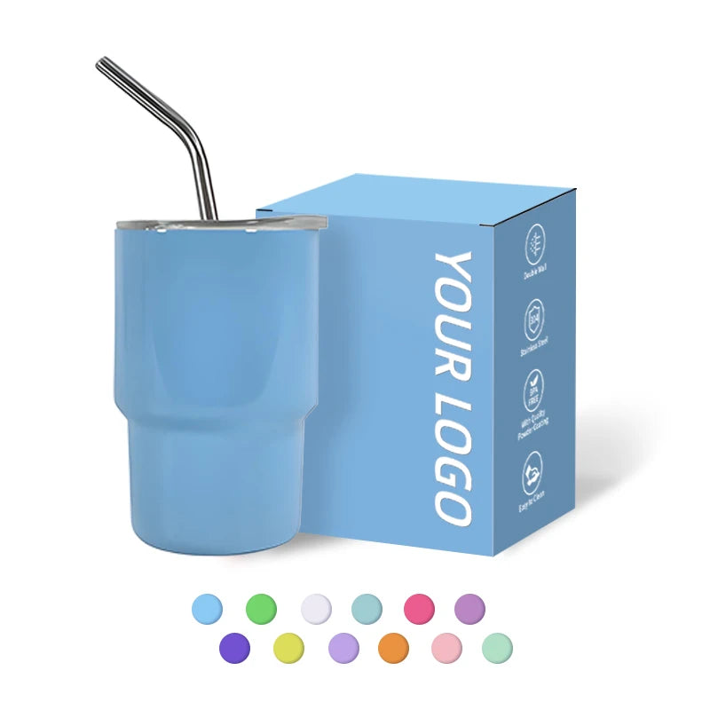 Wholesale New Style Colorful Sublimation 3oz Shot Glass Stainless Steel Tumbler  with Lid Stainless Steel Straw