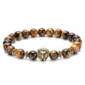 Best-selling Natural tiger Eye Stone lion Leopard Owl Bracelet Handmade Beaded Buddha's Head Jewelry.