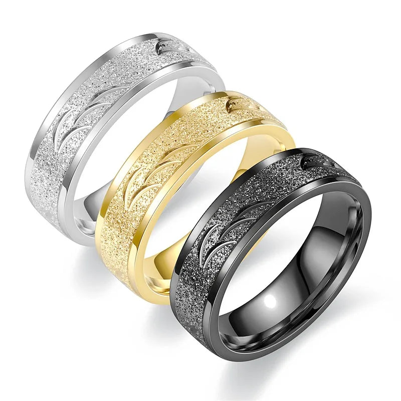 Hot Selling No Fading Frosted Titanium Steel Couple Ring Simple Fashion Stainless Steel Ring for Women Men Jewelry