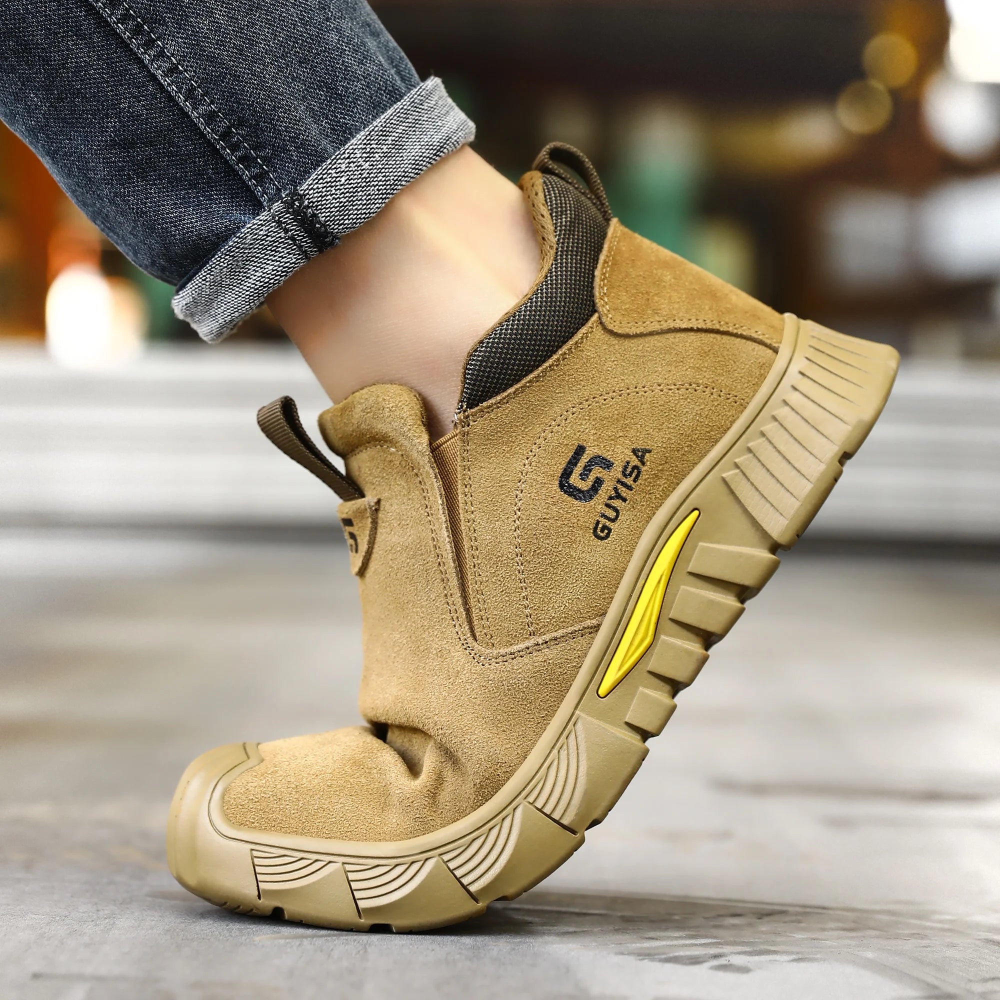 GUYISA Anti-Scalding Work Safety Boots Welder Steel Toe Shoes with Winter and Autumn Protection