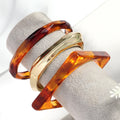New Amber Jewelry Creative Geometric CCB Gold Eco-friendly Electroplated Open Bracelet square Folded Acrylic Bracelet Gift