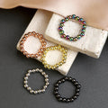 Newest Design Gold Silver Metal Ball Beads Elastic Ring 18k Gold Plated Simple Beaded Adjustable Ring Jewelry