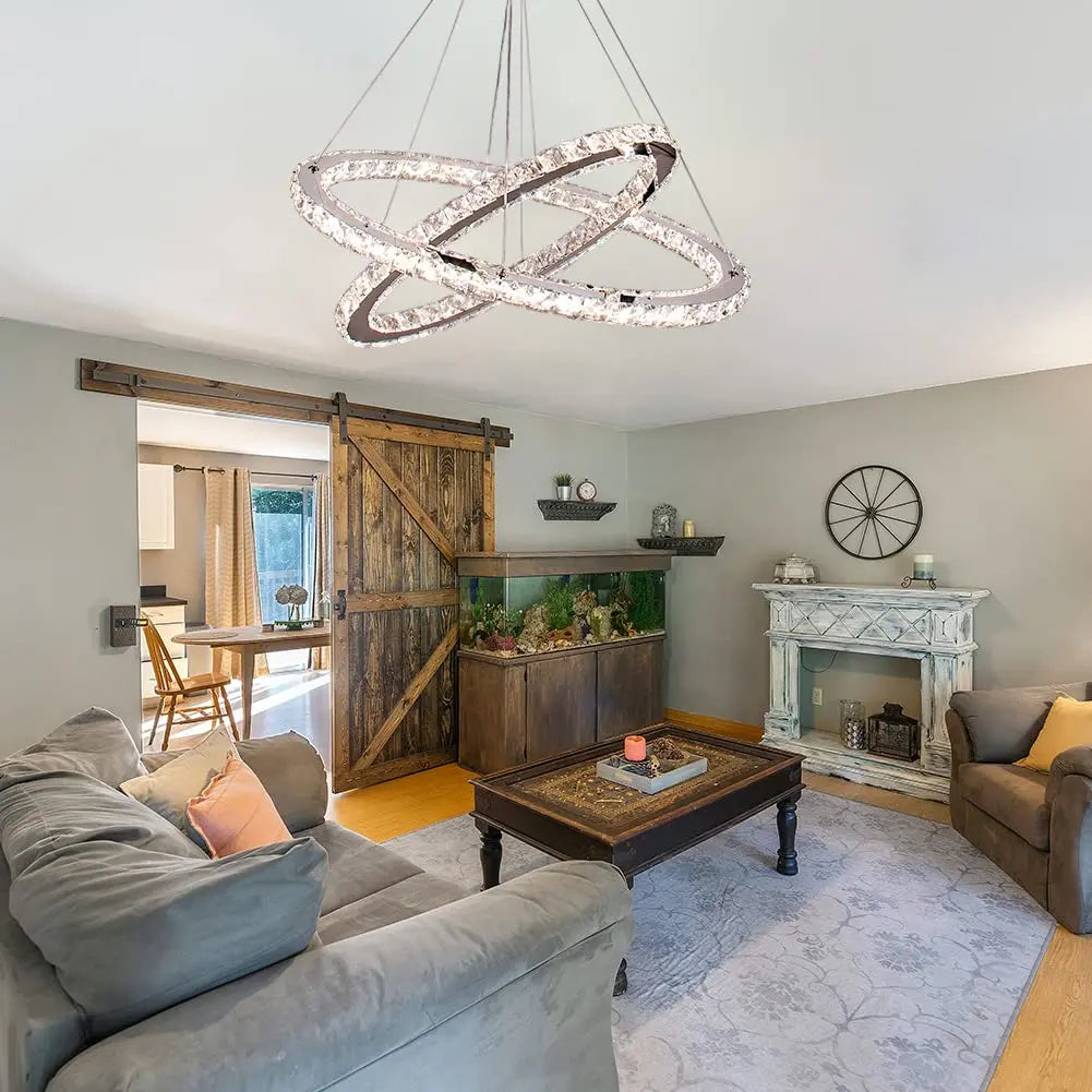 Modern Dimmable Luxury Pendant Light Chandelier Stainless Steel with K9 Crystal Middle Size for Villas Living Room Hang Lamp
