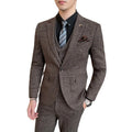 Custom Wholesale Men Suits 3 Pieces Single Breasted Plus Size Plaid Blazer+Vest+Pants Wedding Business School Uniform