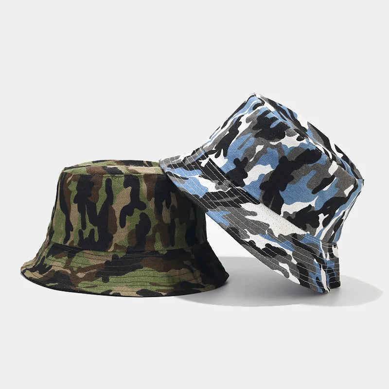 Stock Eco-friendly Sun Protective Outdoor Camo Canvas Print Patterns Sport Casual Cycling Fishing Hat Bucket 100% Cotton All