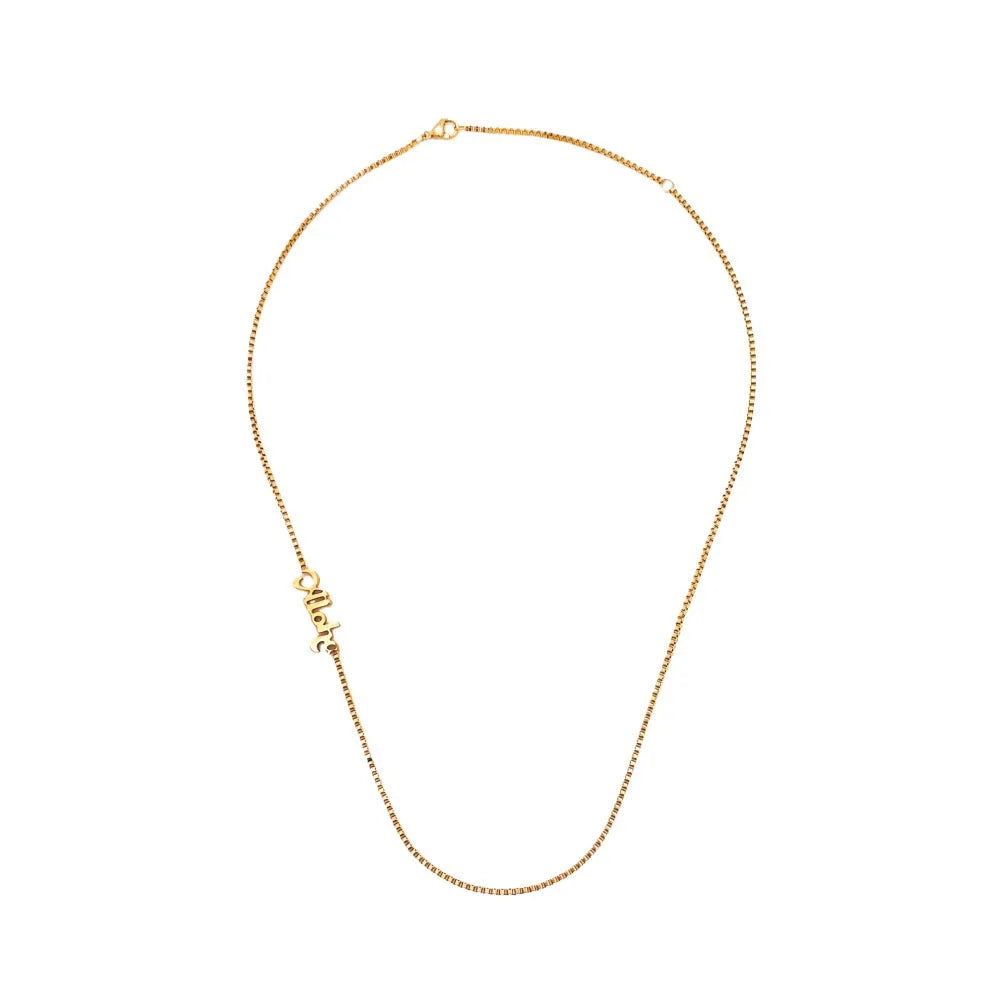 Customizable 316L Stainless Steel Aloha Chokers Necklace Gold Plated Link Geometric Pattern Hawaiian Name Personalized Gift