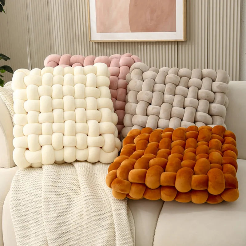 Jiuyi Hot Sale Woven Chessboard Cushion Velvet Soft Woven square Plush Sofa Cushion Seat Cushion for Decoration