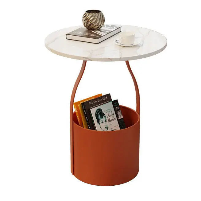 Nordic Wrought Iron Art Storage Tank Small Metal Bedside Table for Bedroom Living Room Red with Coffee Table Sofa Side Features