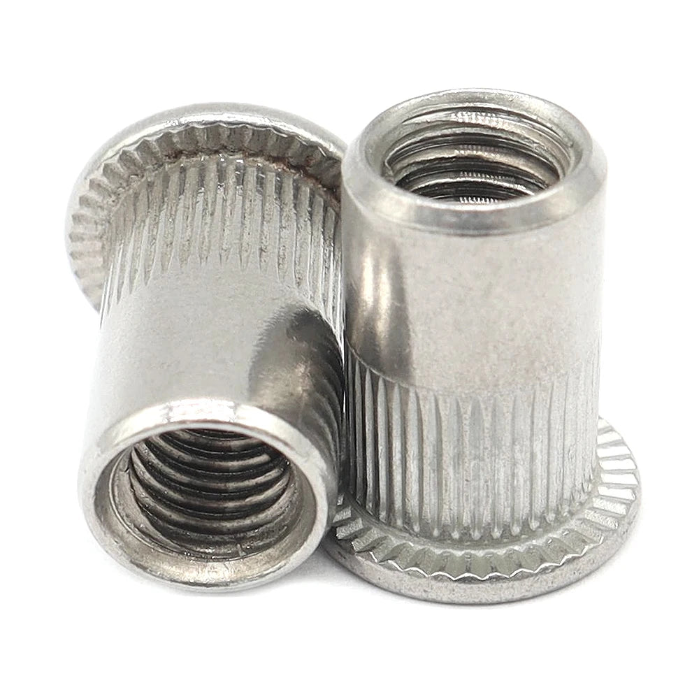 Professional Manufacturing China Stainless Steel 304 Zinc Plated Rivet Nuts Flat Head Plain Body Sizes M6 M8 M10 M12 M3 Thread