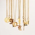 18k Gold Plated Initial Letter Old English Necklace Personalized A-Z Alphabet Letter Necklace Stainless Steel Fashion Jewelry