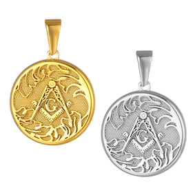Custom Logo Masonic Pendant 18k Gold Religious Mary Men Stainless Steel Freemasonry Masonic Mason Medal Viking Compass Pendant