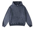 2025High Quality 100% Cotton Custom Printed Label Heavy Custom logo Hoodie Vintage Wash Black Hoodie With Side Pockets