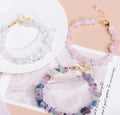 Ins Fashion Popular Natural Irregular Crushed Stone Pink Crystal Rose Quartz Clear Quartz Fluorite Bracelets for Women Girls