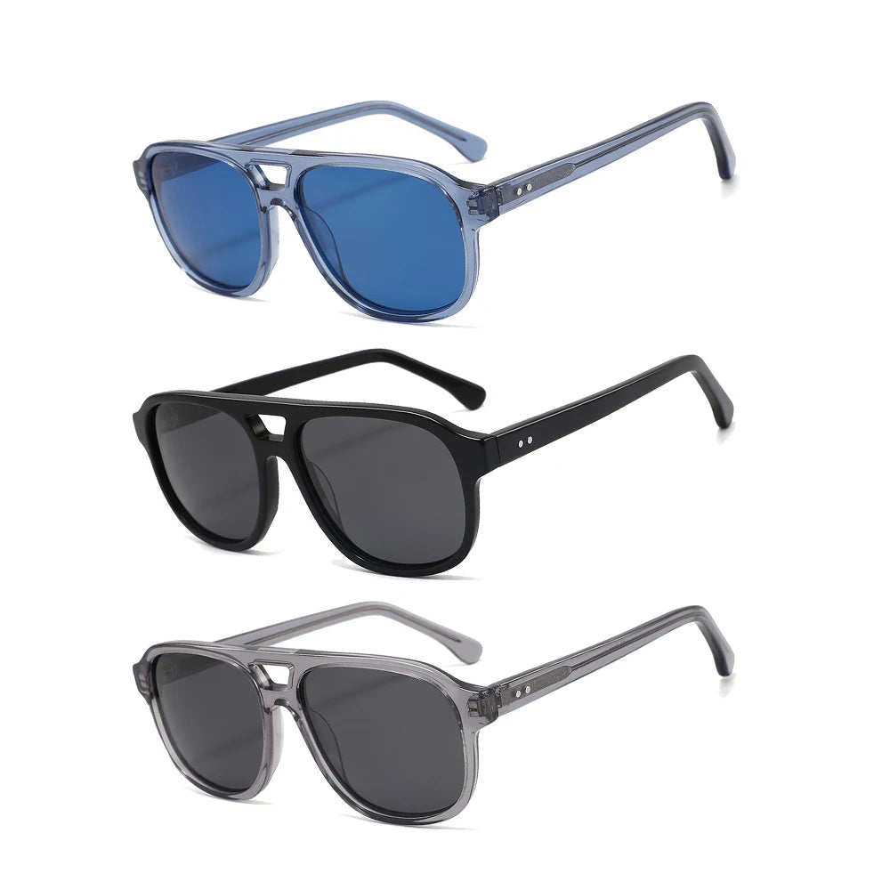 Wholesale Custom Luxury Sunglasses Acetate Frame Polarized Handmade Rectangle Square Sun Glasses 2023