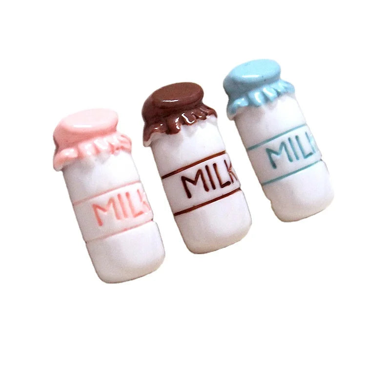 Hot Selling Colorful Flat Back Half Milk Bottle Design Resin Accessories