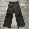 DENIMGUYS Customized Men's Waxing Jeans Streetwear Hip Hop Casual Wide Leg Jeans Stone Washed Baggy Straight Distressing Jeans