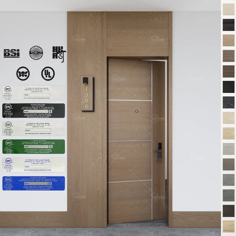 China Top Factory Custom Fire Rated Hotel Doors Designs Simple Fire Doors Usa for Office Certified Hotel Doors Against Fire