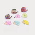 Cute Cartoon Flat Back Printed Craft Hedgehog Shaped Two Holes Wooden Diy Buttons