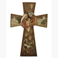 Resin Cross Wall Hand Painted Custom Nativity Figurine Hanging Cross Gift Desk Easy Installation Home Office Decor