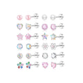 Hypoallergenic Screw Back Earrings Set Women Stainless Steel Zircon Earrings CZ Pearl Ball Screwback Flat Back Stud Earrings