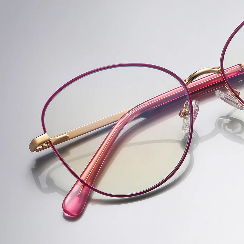 3054 Hot Sale Double Color Oval Frame Metal Women Glasses Frame Fashion Clear Anti-blue Light Eyewear 2025
