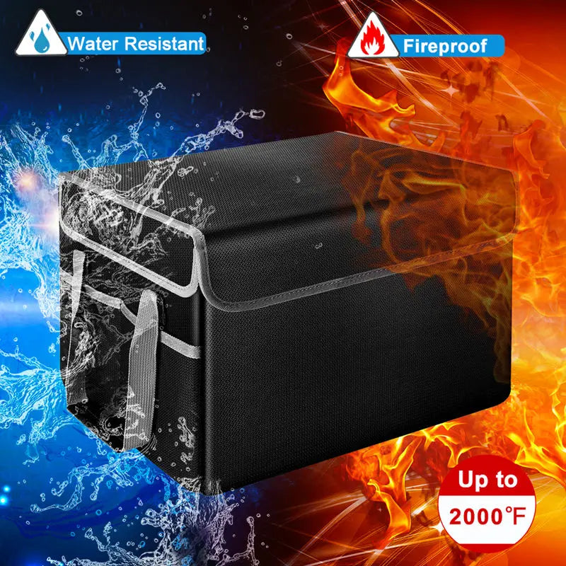 Large Capacity Silicone Coated Fiber Glass Fireproof Water Resistant Folding Storage Document Box Waterproof File Box Foldable