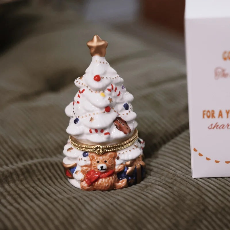 Wholesale Christmas Tree Jewelry Box Custom Jewelry Holder Handmade Ceramic Bracelet Box Gift Crafts Aromatherapy Candle