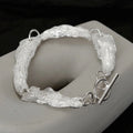 ICEBELA Jewelry S925 Sterling Silver Light Luxury Hand Made Female Silver Leaf Texture Bracelet