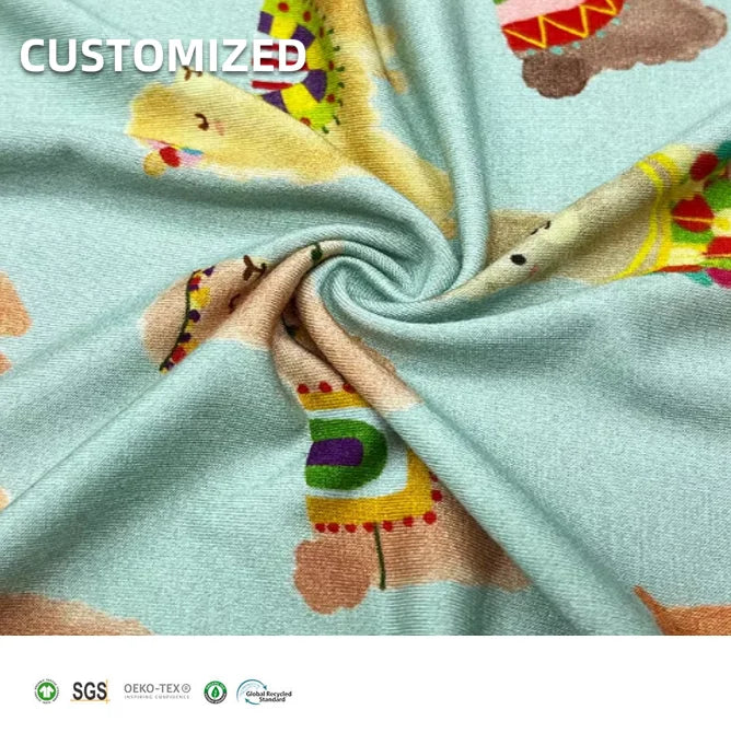 OEKO TEX Certified Eco-Friendly Knitted Spandex Jersey Bamboo Fabric Soft Printed for Girls & Boys Loungewear & Apparel