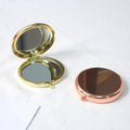 Double-sided Folding Laser Logo Printing Portable Small Gold Silver Metal Mirrors Makeup Mirror