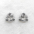 Sterling Silver 4*4mm Semi Mount Stud Earrings Empty Support Blank Claws Setting S925 Base Without Center Stone for DIY Inlay