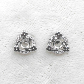 Sterling Silver 4*4mm Semi Mount Stud Earrings Empty Support Blank Claws Setting S925 Base Without Center Stone for DIY Inlay