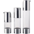 Airless Lotion Pump Bottle Transparent Silver Empty Vacuum AS Plastic Refillable Cosmetic Emulsion Packaging 15ML 30ML 50ML 80ml